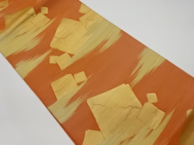 リサイクル　綴れ霞に破れ色紙模様織出し袋帯